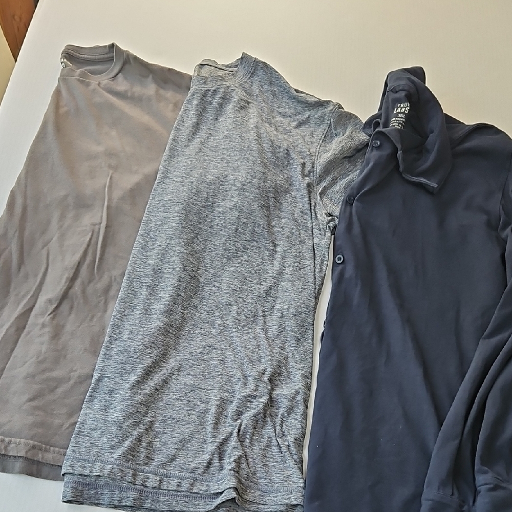 True Classic Mens Shirt Bundle Of 3 All Size Large Blue& Gray